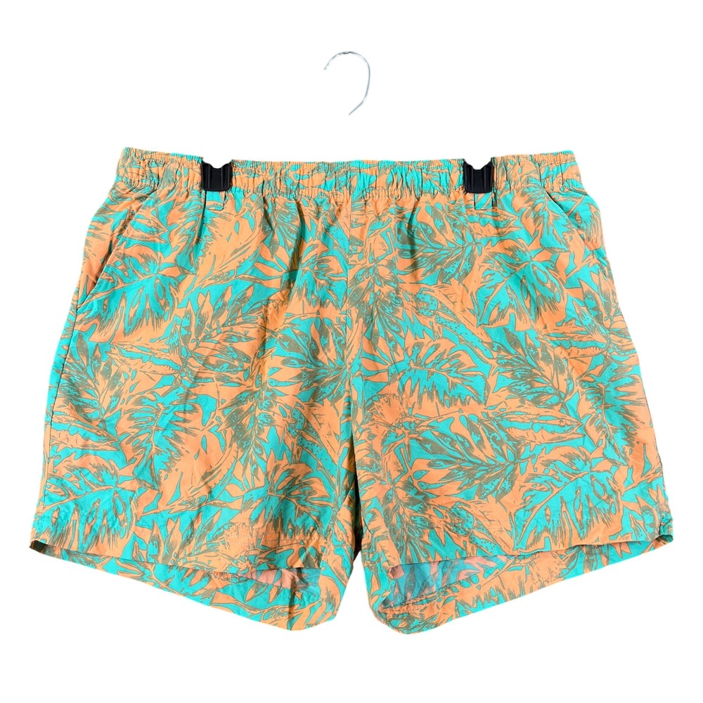 Columbia PFG Hybrid Shorts Mens XL Orange Tropical Floral Beach Resort Coastal